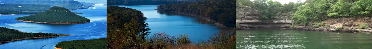 Three scenic river views