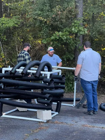 Team working on outdoor project