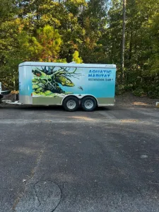 Aquatic habitat restoration trailer in forest