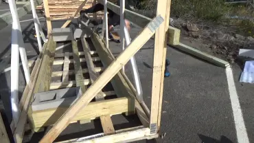 Wooden frame construction in progress