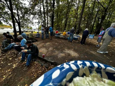 Picnic in a wooded area