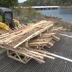 Construction materials by the water's edge