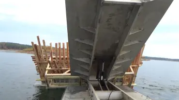 Bridge under construction over water