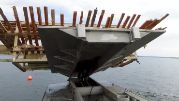 Wooden structure on a boat deck