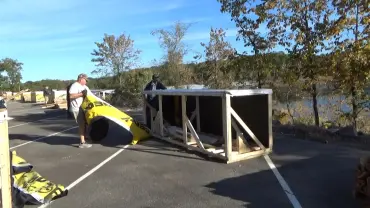 Unpacking large equipment outdoors