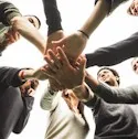Collaborative spirit with hands in center